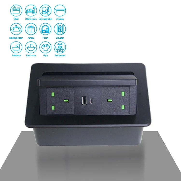 info-1-1 Damping Pop Up Desk Socket With Fast Charging high quality