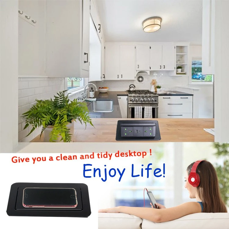 info-1-1 Damping Pop Up Desk Socket With Fast Charging factory